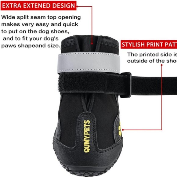 Dog booties - Qumypets - Black Size 1 ~ Rugged Neoprene Paw Protection Boots - Picture 4 of 8